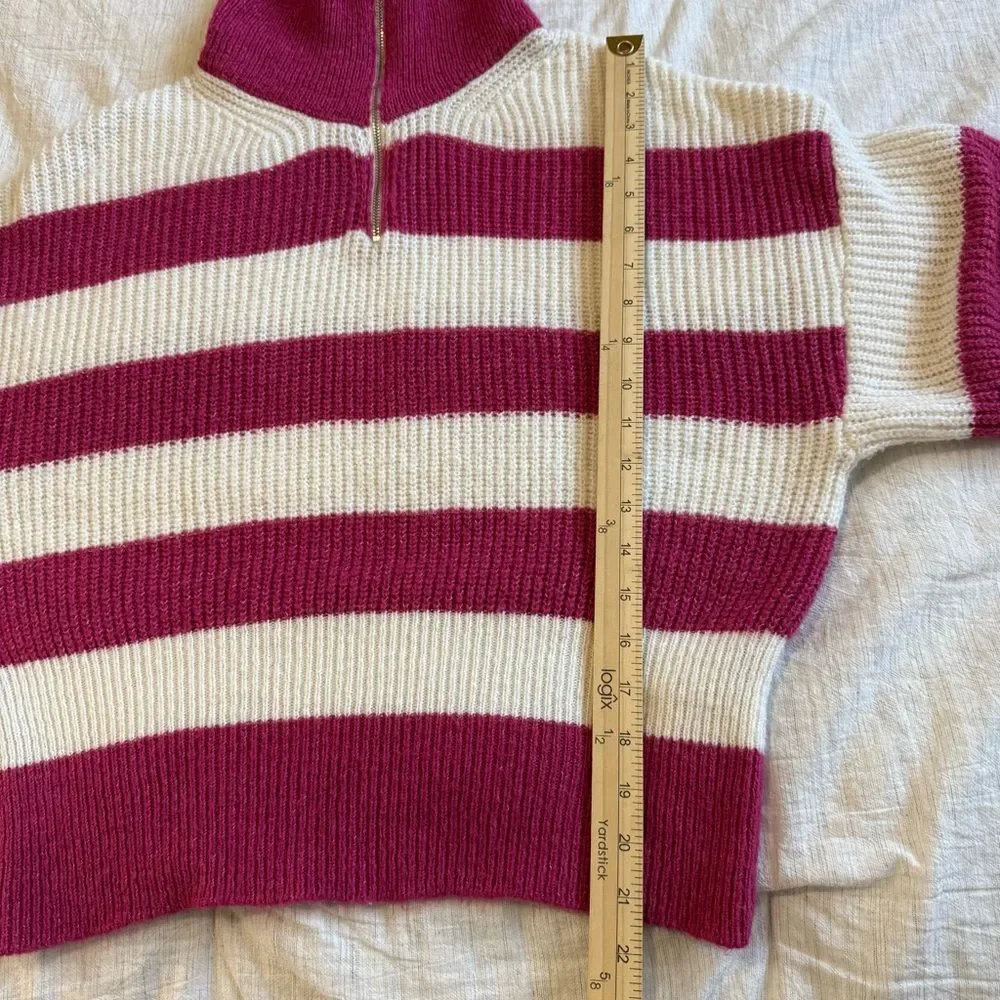 ASOS Design Pink and‎ White Rugby Striped Women's Sweater Size 4 Preppy